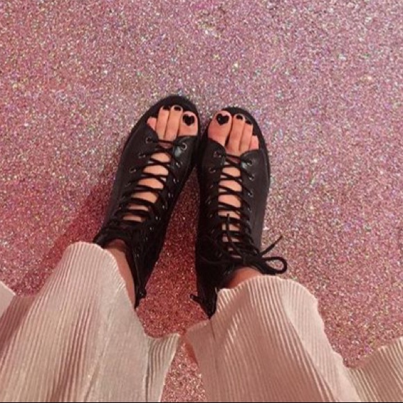 open toe combat boots